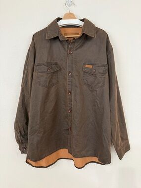 Men's Casual Brown Button-Down Shirt Jacket